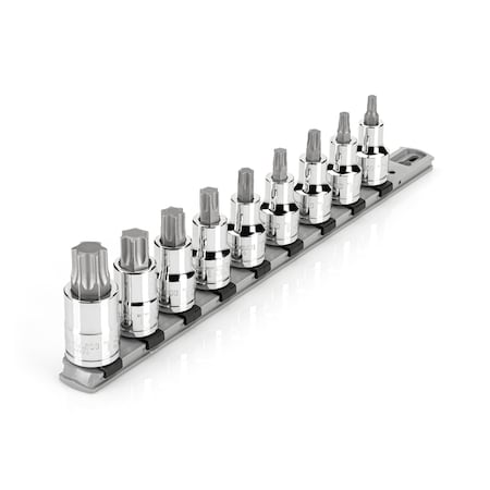 Tekton 1/2 Inch Drive Torx Bit Socket Set with Rail, 9-Piece (T30-T80) SHB92107